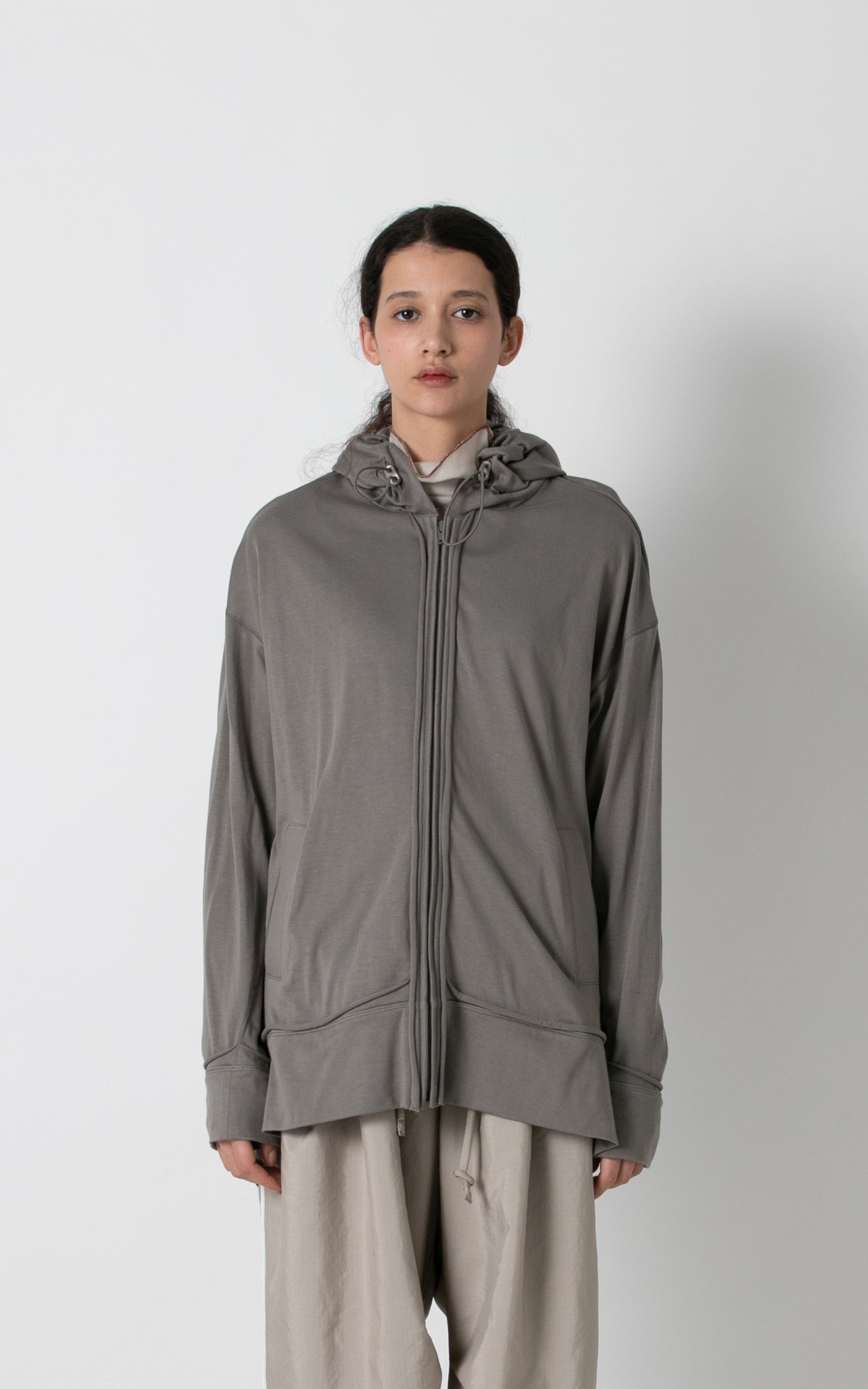 Zip-up Tucked Hoodie