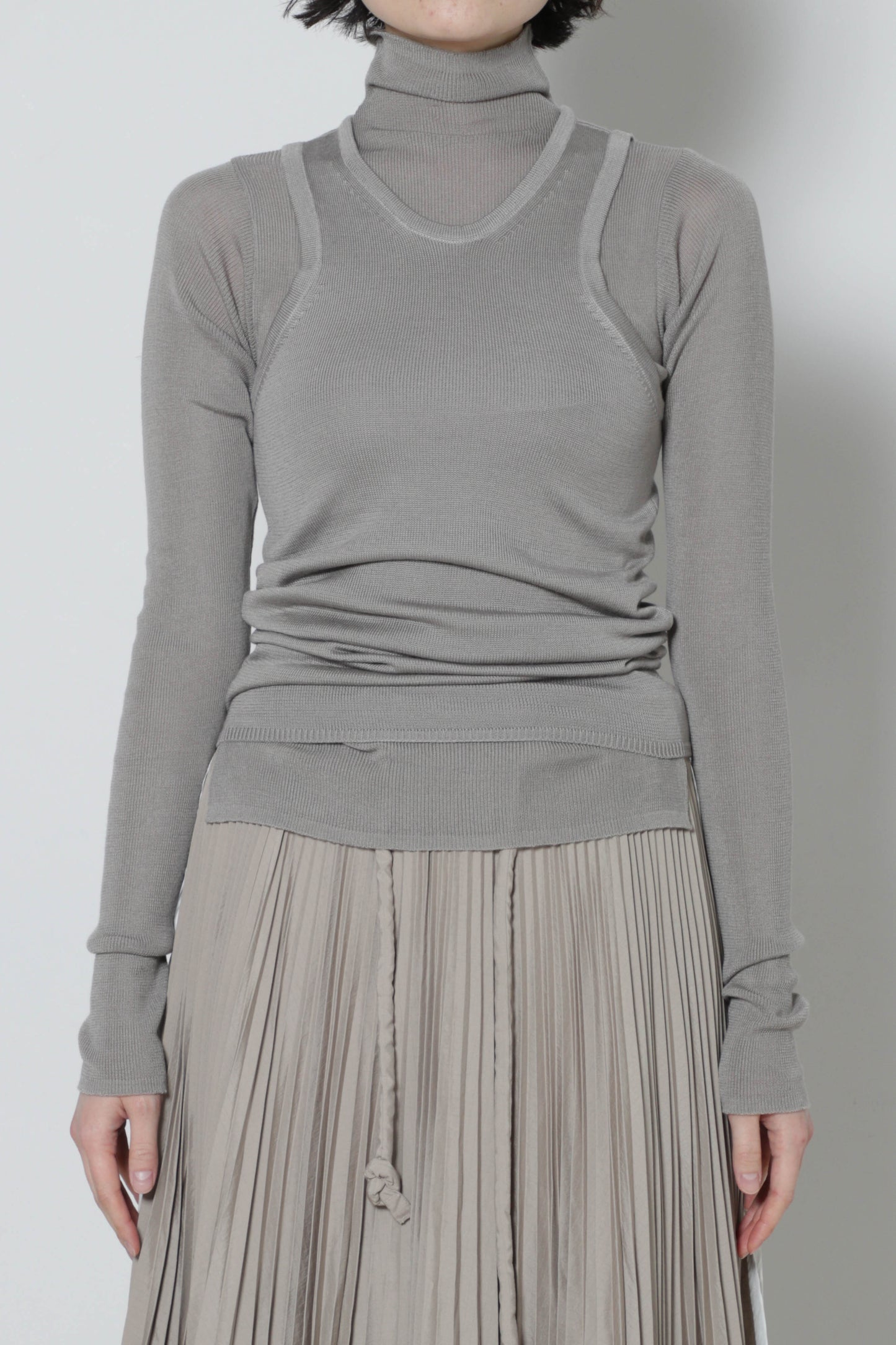 Vest Combo Rib Turtleneck